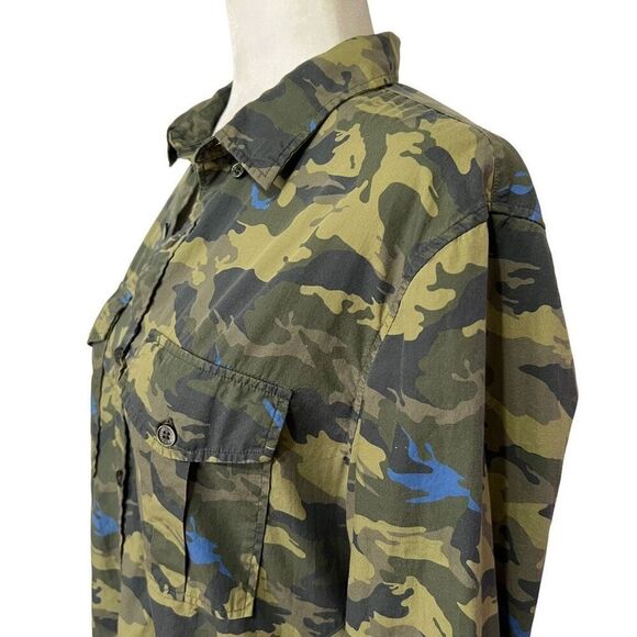 Zadig & Voltaire Iconic Green Camouflage Medium Print Long-Sleeve Button-Down To - Picture 7 of 12